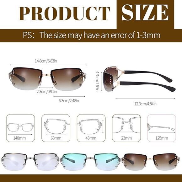 Rimless Rectangle Y2K Sunglasses - Picture 3 of 7